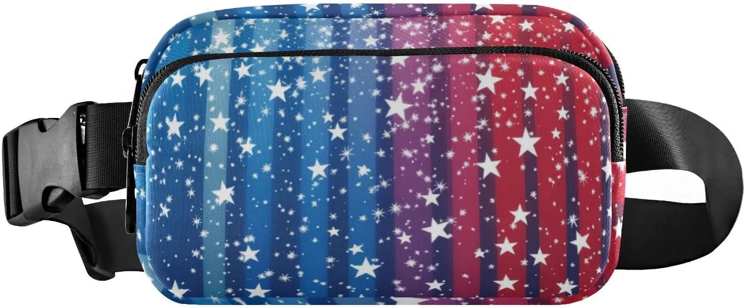 White Stars Modern Cute Waist Bag Fanny Pack for Men Women Multipurpose Cross Body Bag Belt Pack with Adjustable Strap for Travel Shopping Running