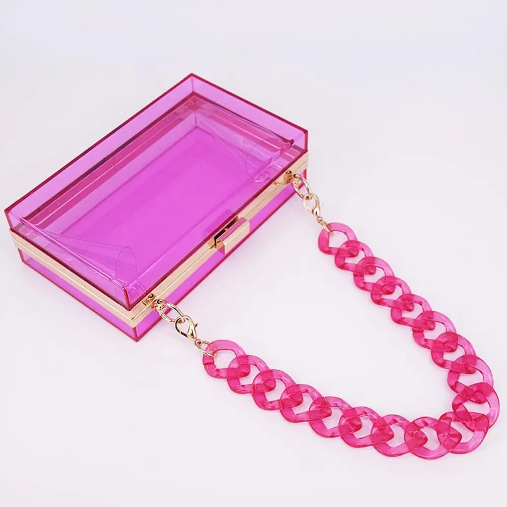 Women Acrylic Clutch Purse Clear Evening Shoulder Bag Unique Acrylic Clutch Purse for Wedding Cocktail Party Prom
