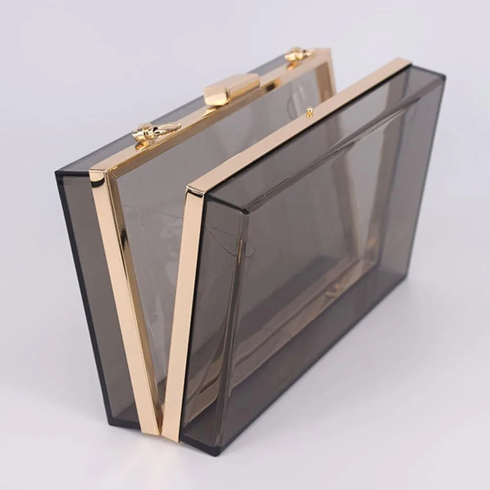 Women Acrylic Clutch Purse Clear Evening Shoulder Bag Unique Acrylic Clutch Purse for Wedding Cocktail Party Prom
