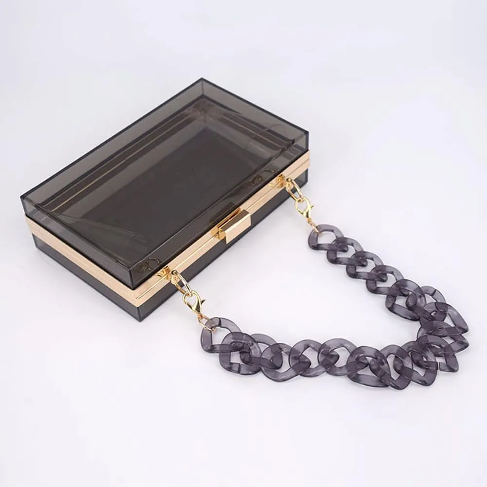 Women Acrylic Clutch Purse Clear Evening Shoulder Bag Unique Acrylic Clutch Purse for Wedding Cocktail Party Prom
