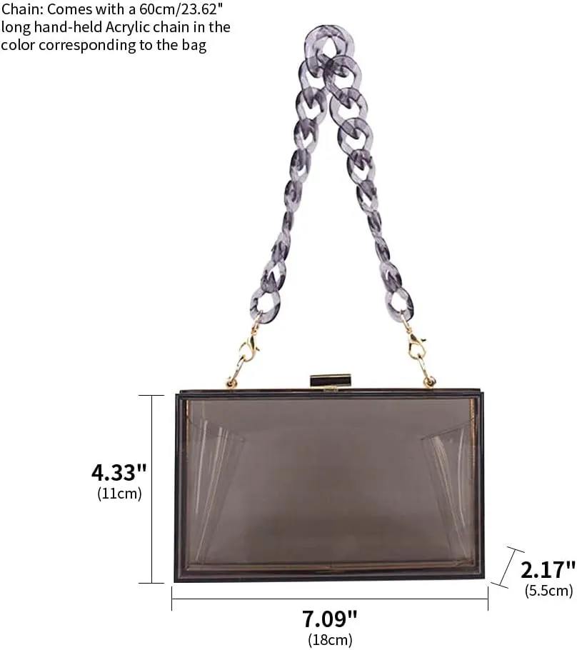 Women Acrylic Clutch Purse Clear Evening Shoulder Bag Unique Acrylic Clutch Purse for Wedding Cocktail Party Prom