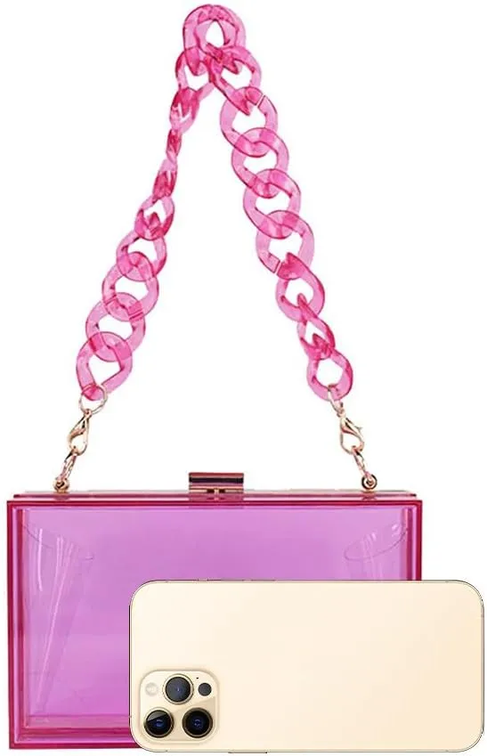 Women Acrylic Clutch Purse Clear Evening Shoulder Bag Unique Acrylic Clutch Purse for Wedding Cocktail Party Prom