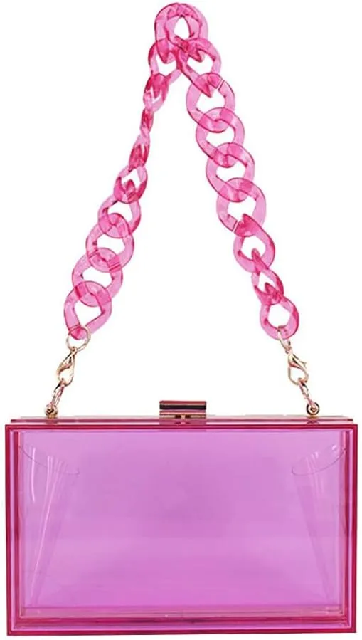 Women Acrylic Clutch Purse Clear Evening Shoulder Bag Unique Acrylic Clutch Purse for Wedding Cocktail Party Prom