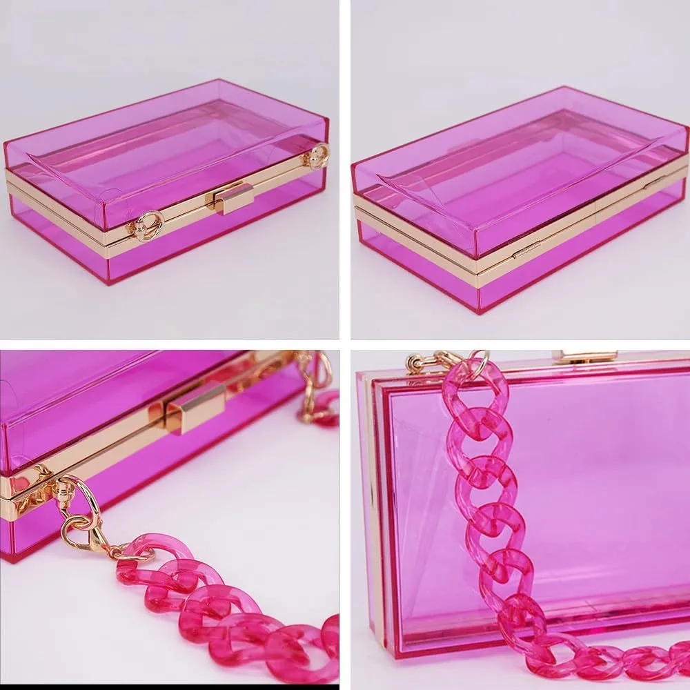 Women Acrylic Clutch Purse Clear Evening Shoulder Bag Unique Acrylic Clutch Purse for Wedding Cocktail Party Prom