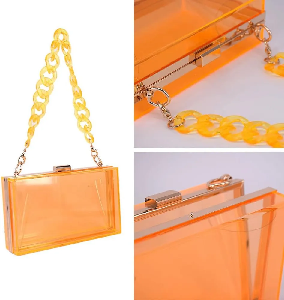 Women Acrylic Clutch Purse Clear Evening Shoulder Bag Unique Acrylic Clutch Purse for Wedding Cocktail Party Prom