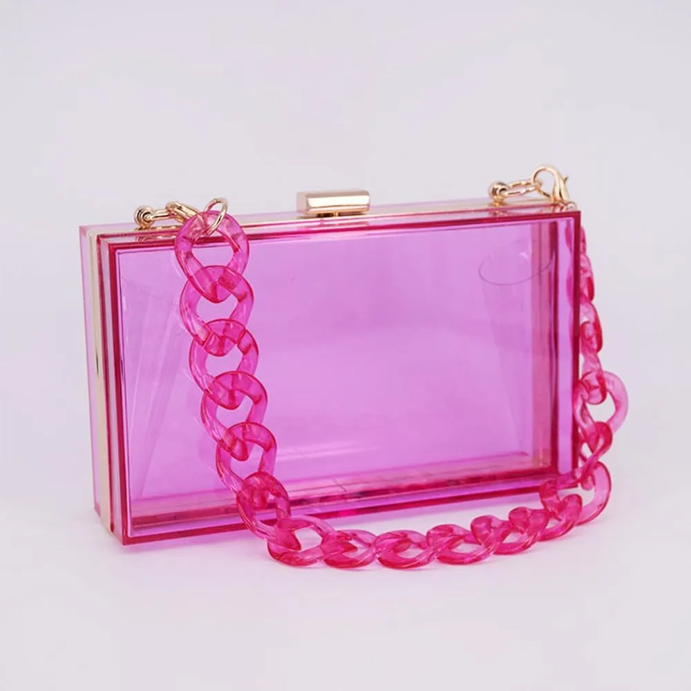 Women Acrylic Clutch Purse Clear Evening Shoulder Bag Unique Acrylic Clutch Purse for Wedding Cocktail Party Prom