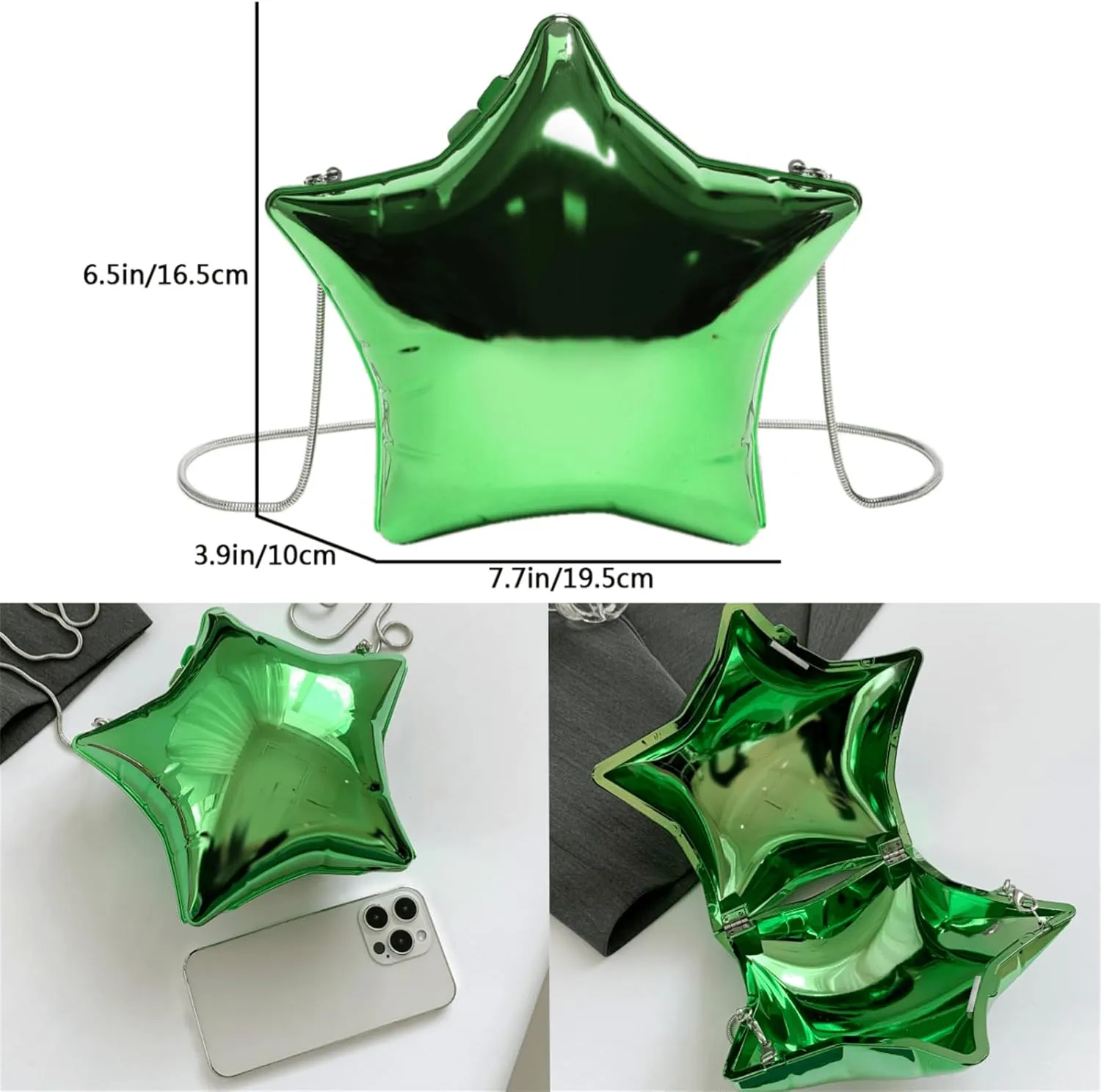 Women Acrylic Clutch Purse Star Shape Handbag Unique Evening Bag Chain Crossbody Bag for Formal Party Wedding