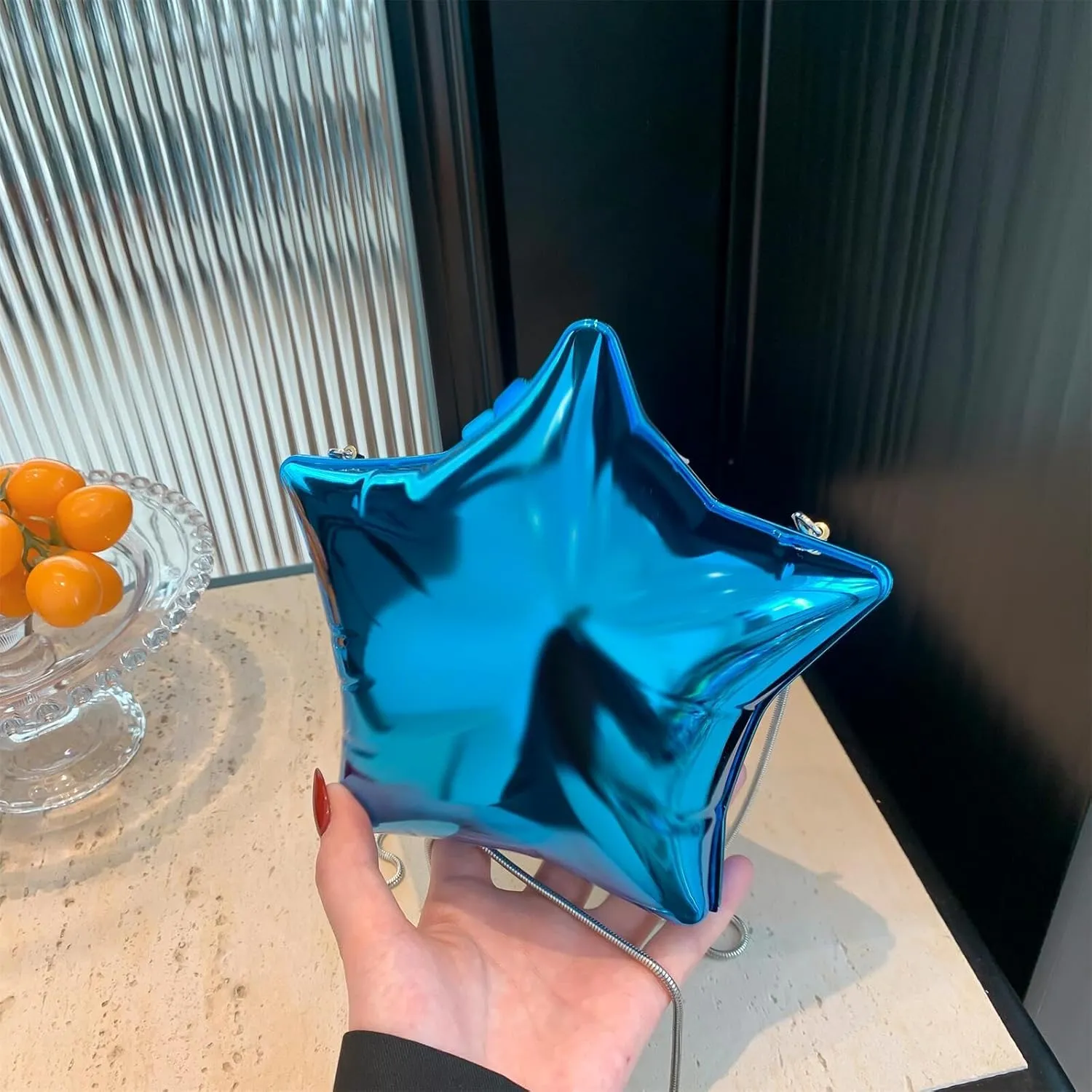 Women Acrylic Clutch Purse Star Shape Handbag Unique Evening Bag Chain Crossbody Bag for Formal Party Wedding
