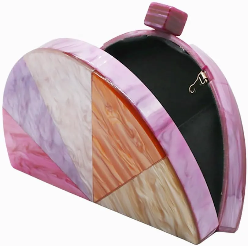 Women Acrylic Purses and Handbags Semicircle Acrylic Clutch Unique Crossbody Bag with Chain Party Evening Bag