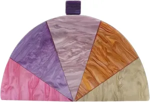 Women Acrylic Purses and Handbags Semicircle Acrylic Clutch Unique Crossbody Bag with Chain Party Evening Bag