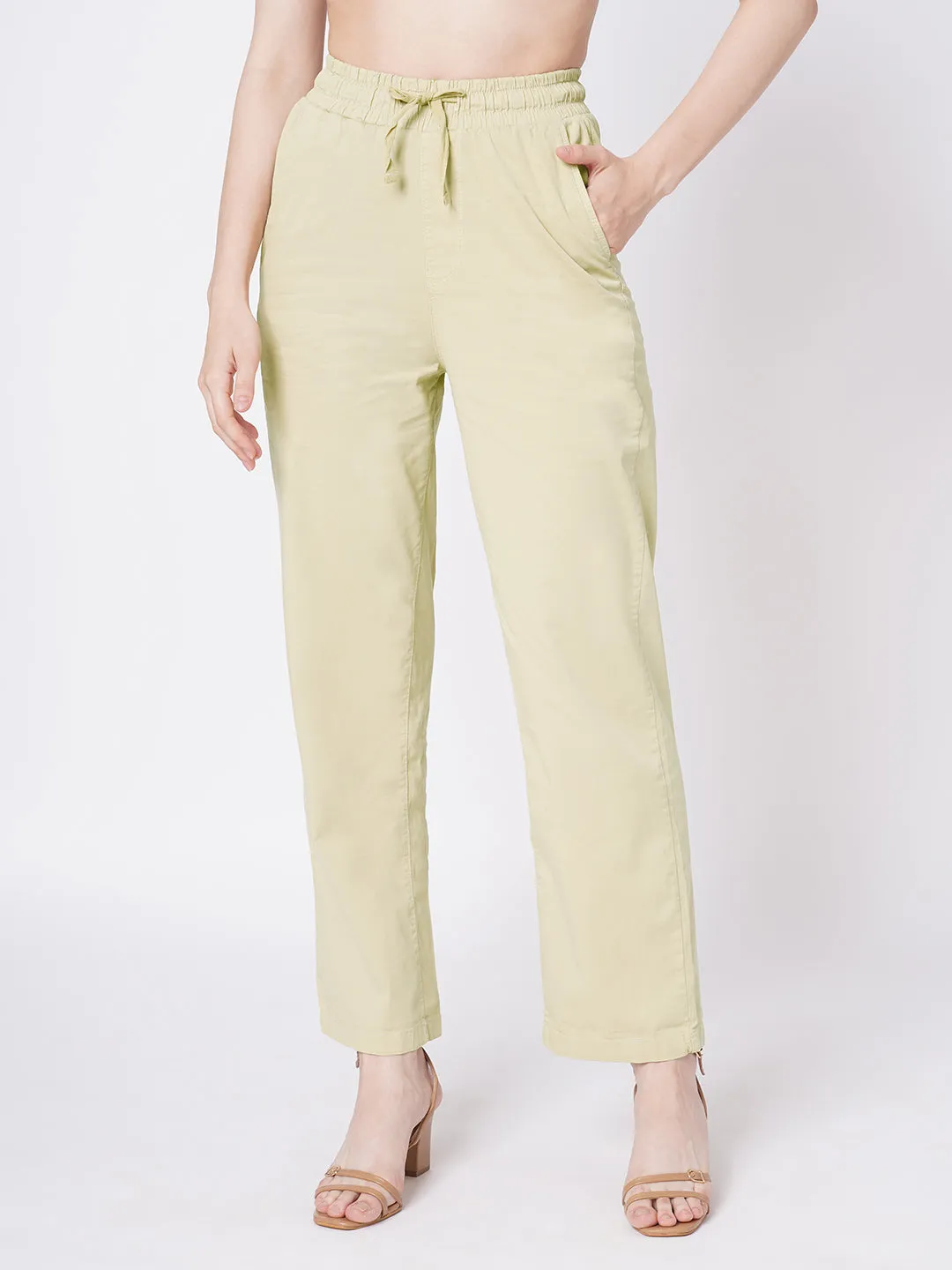 Women Beige High-Rise Jogger