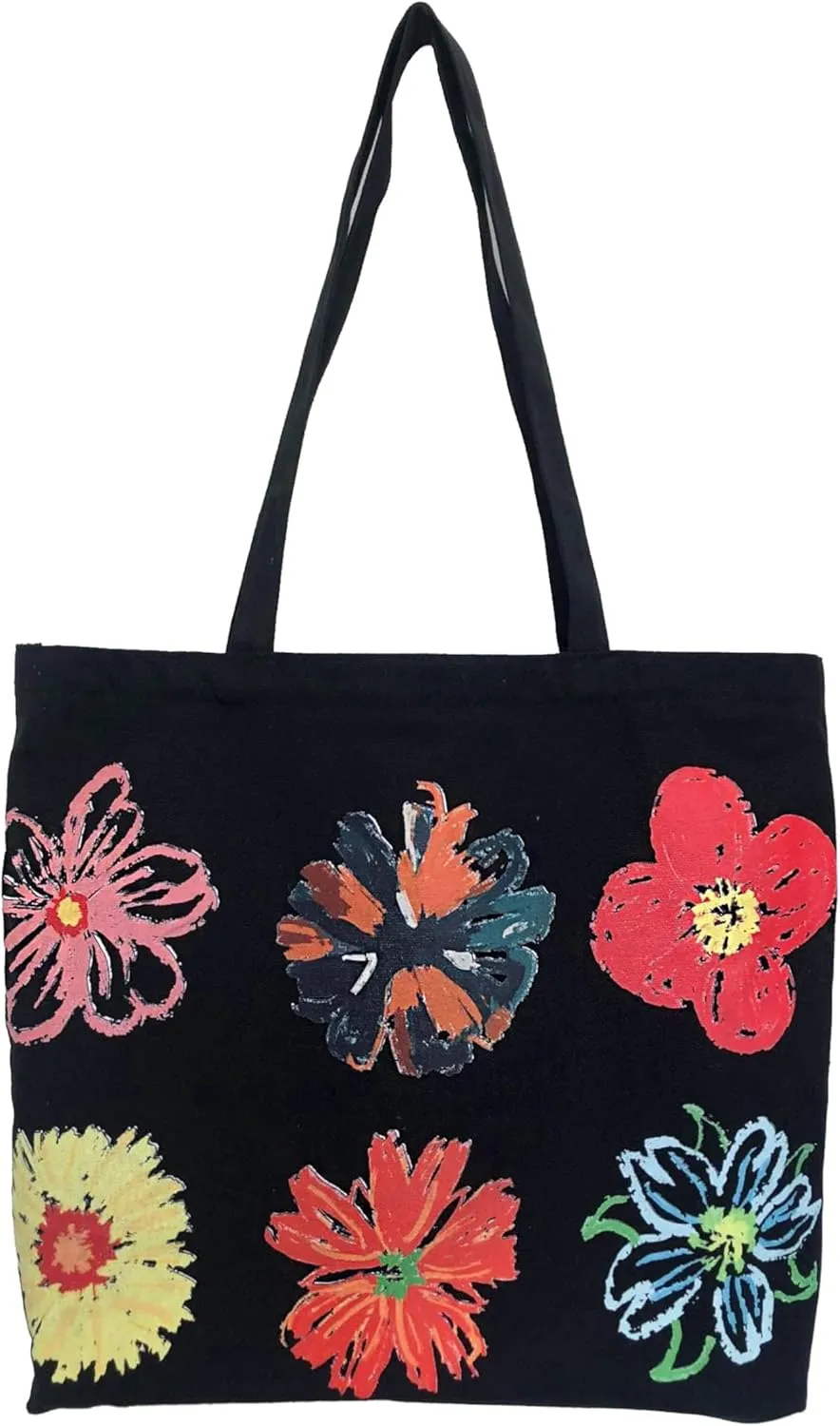 Women canvas Tote Bag for Women Shoulder Bag with zipper Work Beach Travel and Shopping Grocery Bag