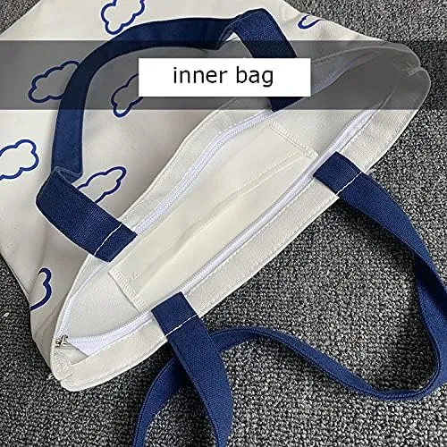 Women canvas Tote Bag for Women Shoulder Bag with zipper Work Beach Travel and Shopping Grocery Bag