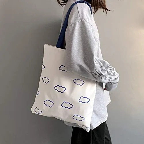 Women canvas Tote Bag for Women Shoulder Bag with zipper Work Beach Travel and Shopping Grocery Bag