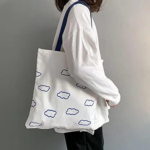 Women canvas Tote Bag for Women Shoulder Bag with zipper Work Beach Travel and Shopping Grocery Bag
