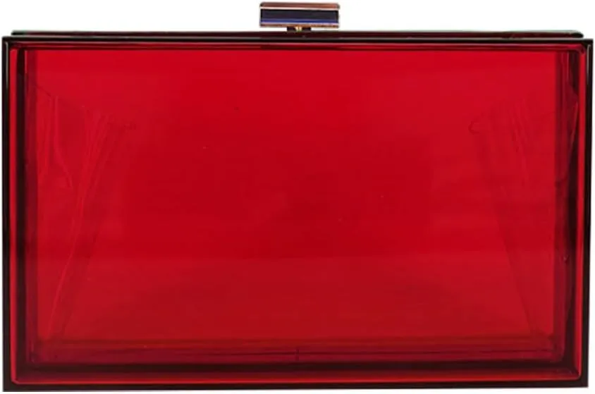 Women Clear Purse Acrylic Evening Clutch Bag Shoulder Handbag Unique Evening Bags and Clutches Crossbody Purse Dark Red-T