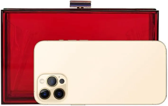 Women Clear Purse Acrylic Evening Clutch Bag Shoulder Handbag Unique Evening Bags and Clutches Crossbody Purse Dark Red-T