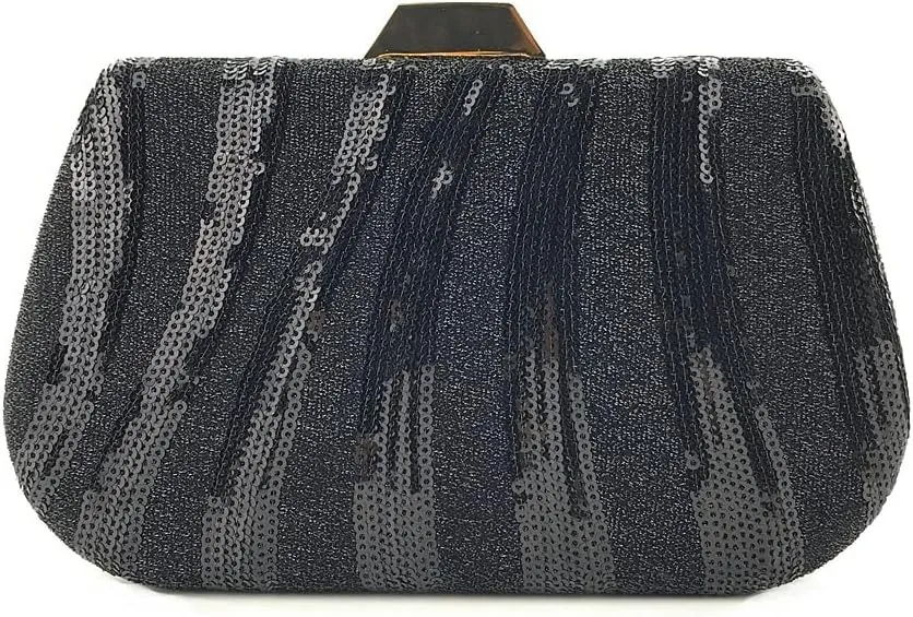 Women Clutch Bag Blue Green Sequin Evening Bag Luxury Designer Wedding Handbag Messenger Bag, Chain Shoulder Bag (Color : Black)