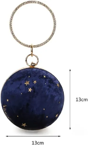 Women Clutch Bags Round Day Clutches Round Ball Handbags Starry Sky Pattern Evening Bag Wedding Purse