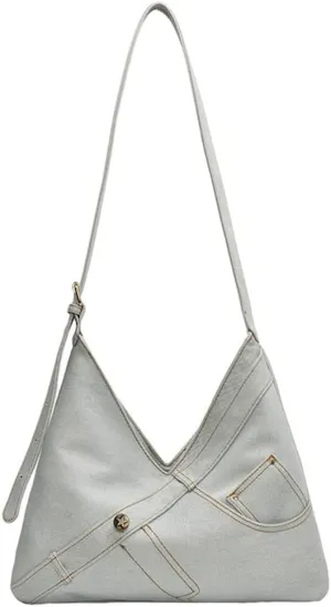 Women Denim Shoulder Bag Fashion Hobo Crossbody Bags Slouchy Tote Bag Handbag Purse Casual