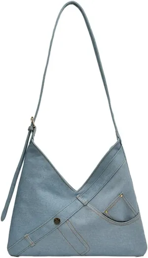 Women Denim Shoulder Bag Fashion Hobo Crossbody Bags Slouchy Tote Bag Handbag Purse Casual