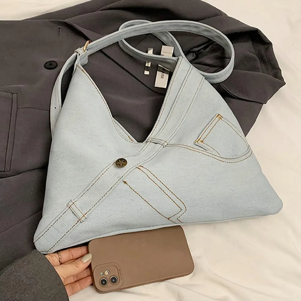 Women Denim Shoulder Bag Fashion Hobo Crossbody Bags Slouchy Tote Bag Handbag Purse Casual