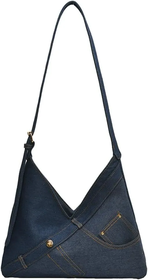 Women Denim Shoulder Bag Fashion Hobo Crossbody Bags Slouchy Tote Bag Handbag Purse Casual