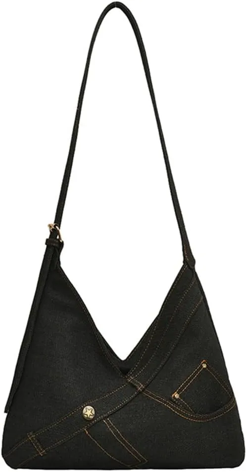 Women Denim Shoulder Bag Fashion Hobo Crossbody Bags Slouchy Tote Bag Handbag Purse Casual