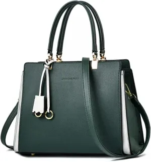 Women Elegant Handbag Classic Top-handle Purses PU Leather Tote Shoulder Bag Work Shopper Satchel with Pendant
