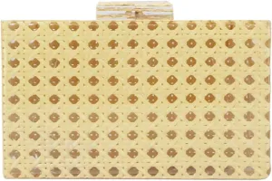 Women Elegant Rattan Acrylic Handbag Stylish Marbling Evening Bag Square Box Clutch Purse for Seaside Beach Party