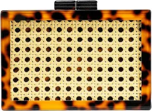 Women Elegant Rattan Acrylic Handbag Stylish Marbling Evening Bag Square Box Clutch Purse for Seaside Beach Party