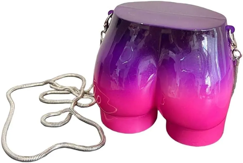 Women Evening Clutch Handbags Funny Butt Shape Unique Shoulder Bag Acrylic Stylish Satchel Purse Chain Strap Styli