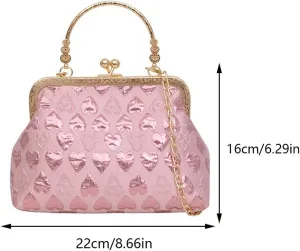 Women Evening Clutch Purses Heart Pattern Vintage Evening Bag Chain Strap Ladies Elegant Handbag Top Handle Bag fo