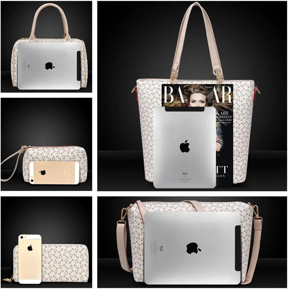 Women Handbag Set 6 Pcs PU Leather Tote Purse Set Multi-purpose Classic Shoulder Bag