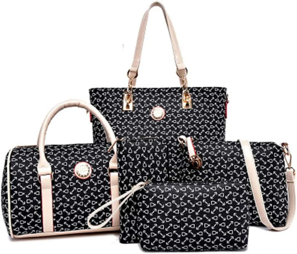 Women Handbag Set 6 Pcs PU Leather Tote Purse Set Multi-purpose Classic Shoulder Bag