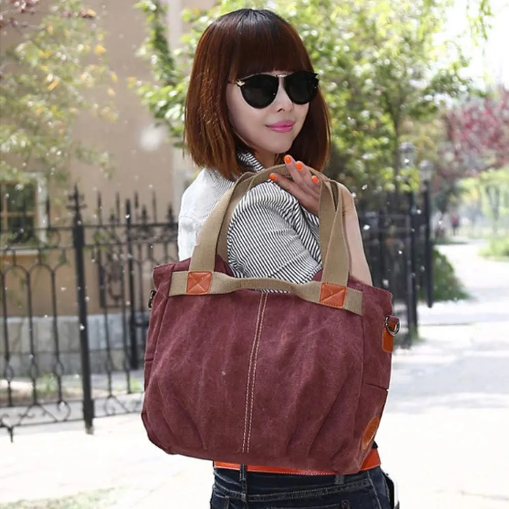 Women Handbag Tote Top Handle Satchel Shoulder Bag Casual Vintage Purse Canvas Bags