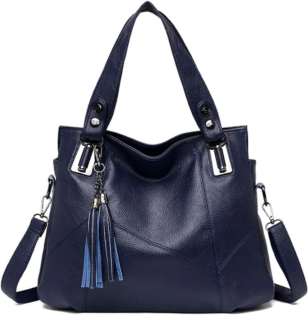 Women Satchel Bags Handle Shoulder Handbags PU Leather Tassel Crossbody Purse