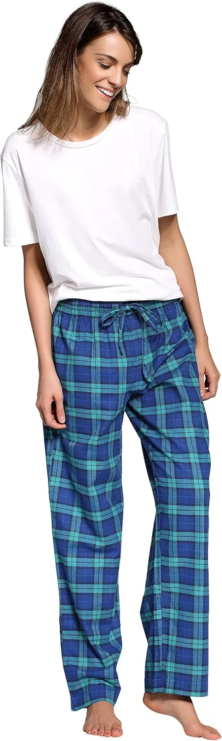 Women's 100% Cotton Super Soft Flannel Plaid Pajama/Lounge Pants