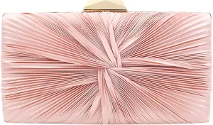 Women's Clutch Bag Pink Pleated Silk Satin Purses Classic Party Handbags Evening Bag for Bridal Wedding Banquet