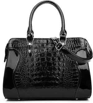 Women's Crocodile Pattern Handbag and Purse PU Leather Classic Satchel Crossbody Outdoor Work Top Handle Shoulder Bagbag258OWOISS