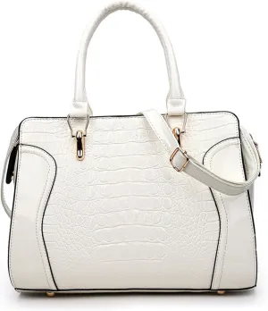 Women's Crocodile Pattern Handbag and Purse PU Leather Classic Satchel Crossbody Outdoor Work Top Handle Shoulder Bagbag259OWOISS