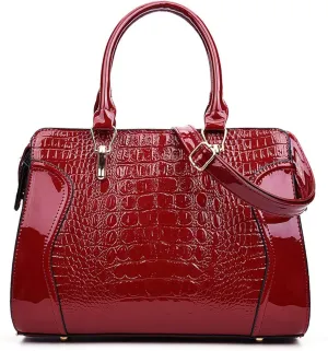 Women's Crocodile Pattern Handbag and Purse PU Leather Classic Satchel Crossbody Outdoor Work Top Handle Shoulder Bagbag261OWOISS