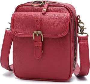 Women's Crossbody Handbags, Double Layer Leather Mini Messenger Bag, Anti Theft Crossbody Bags for Women with 10 Card Slots