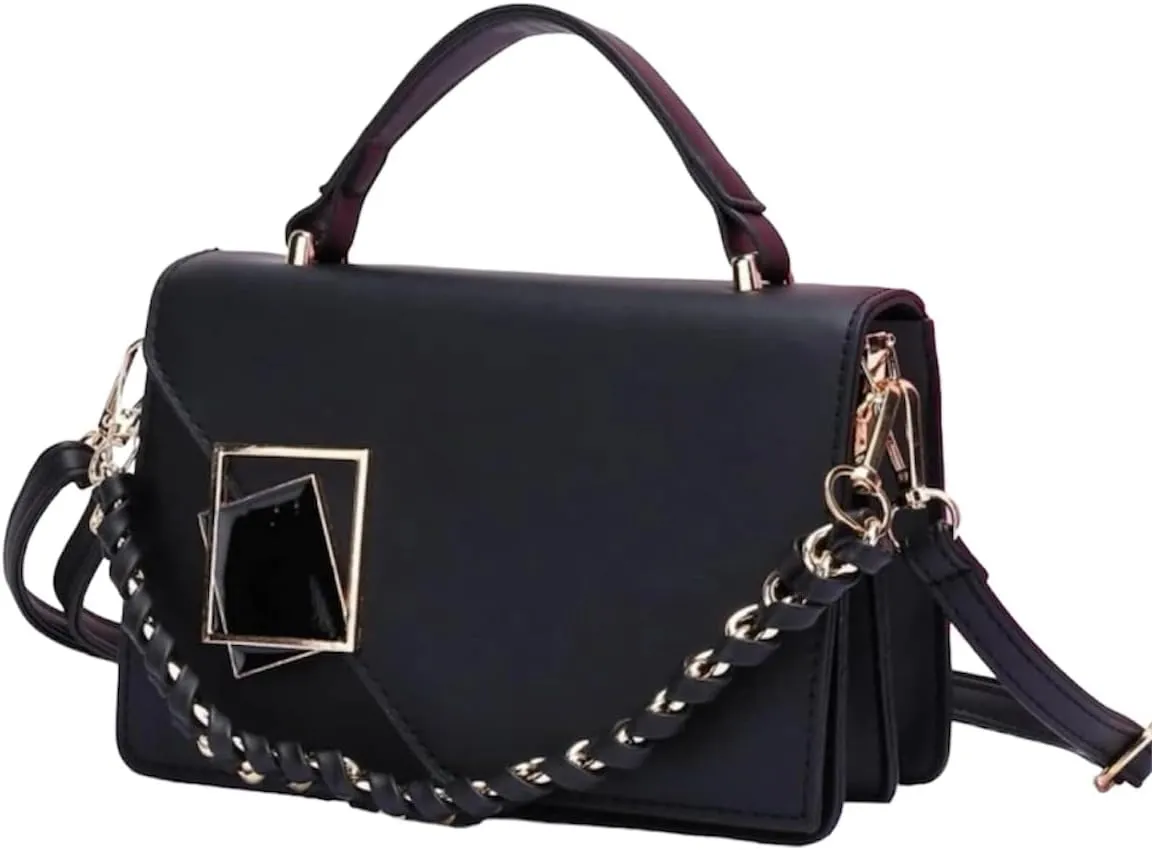 Women's Crossbody Massager Fashion bag, Satchel Purses, Handbags, Shoulder Bags, Clutch Bags, Womwn Gift, Ebony, Black