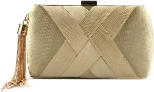 Women's Elegant Tassel Pendant Silk Evening Bag Clutch Purse for Bride Wedding Prom Night Out Party