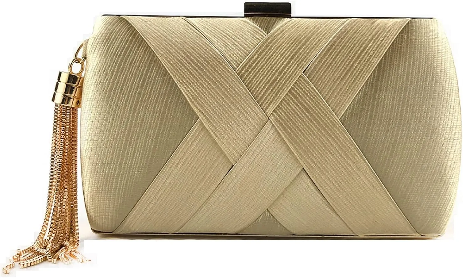 Women's Elegant Tassel Pendant Silk Evening Bag Clutch Purse for Bride Wedding Prom Night Out Party