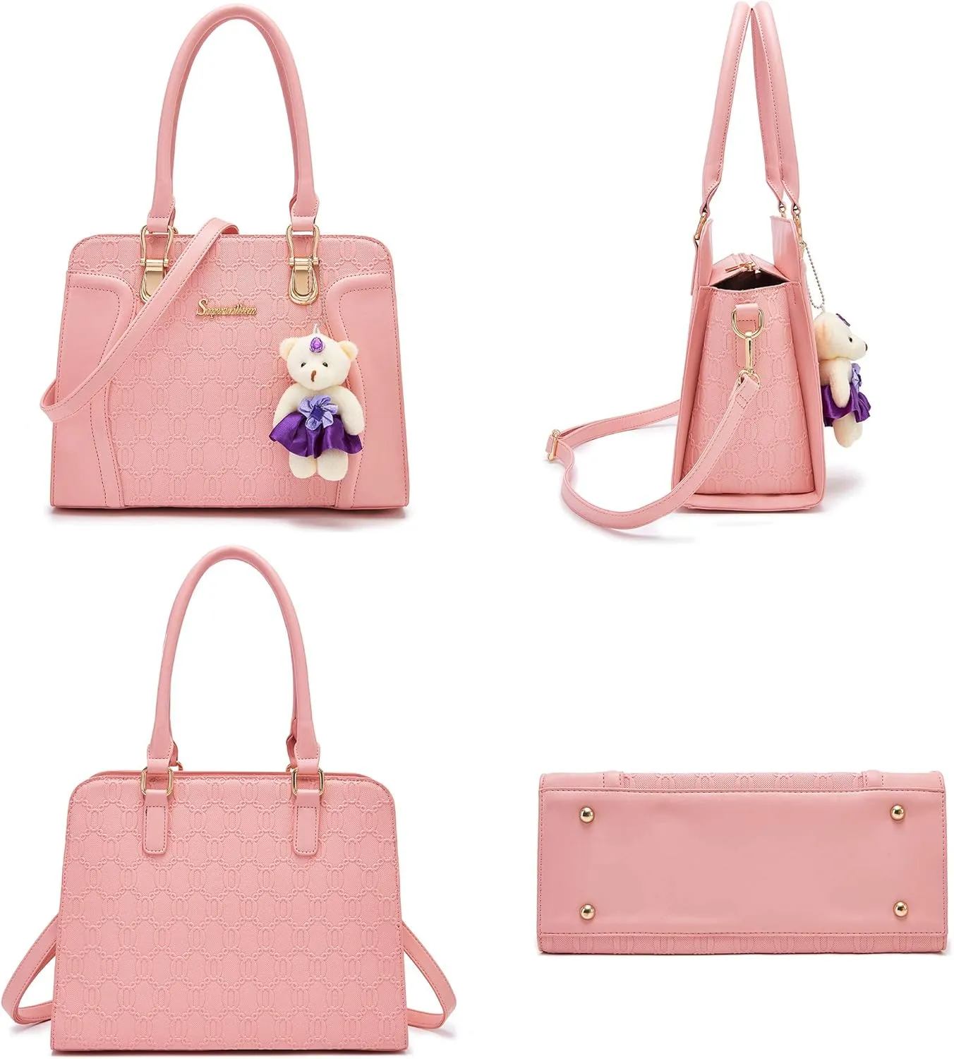 Women's Fashion Handbags Tote Bags Shoulder Bag Top Handle Satchel Purse Set 4pcs