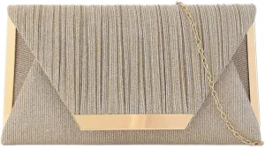 Womens Glitter Clutch Bags Flap Elegant Purse Evening Bag Formal Handbag with Detachable Chain