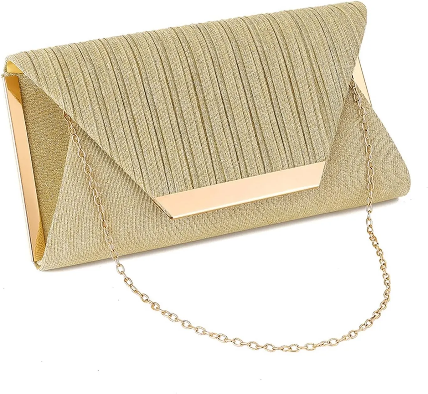 Womens Glitter Clutch Bags Flap Elegant Purse Evening Bag Formal Handbag with Detachable Chain