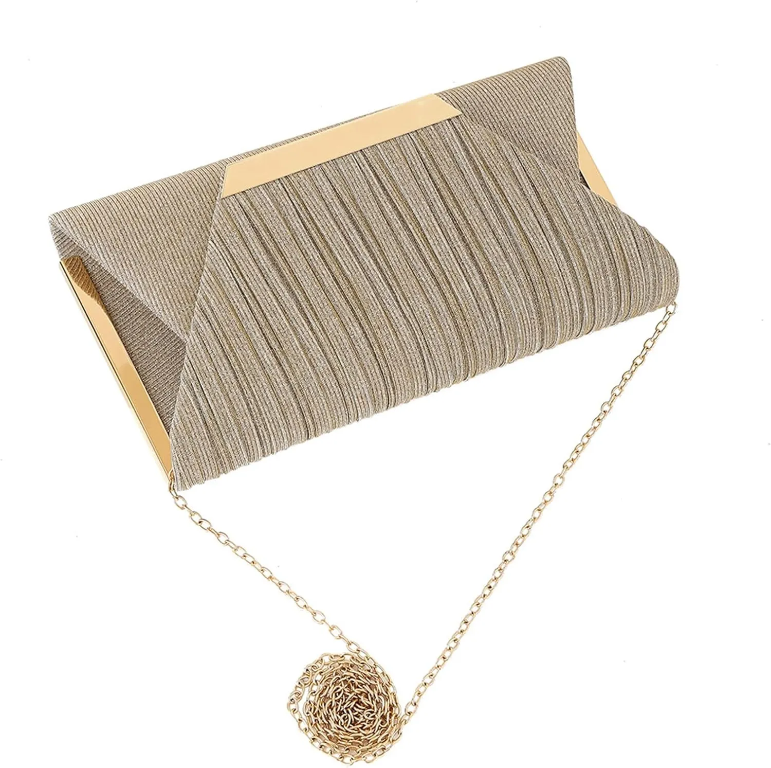 Womens Glitter Clutch Bags Flap Elegant Purse Evening Bag Formal Handbag with Detachable Chain